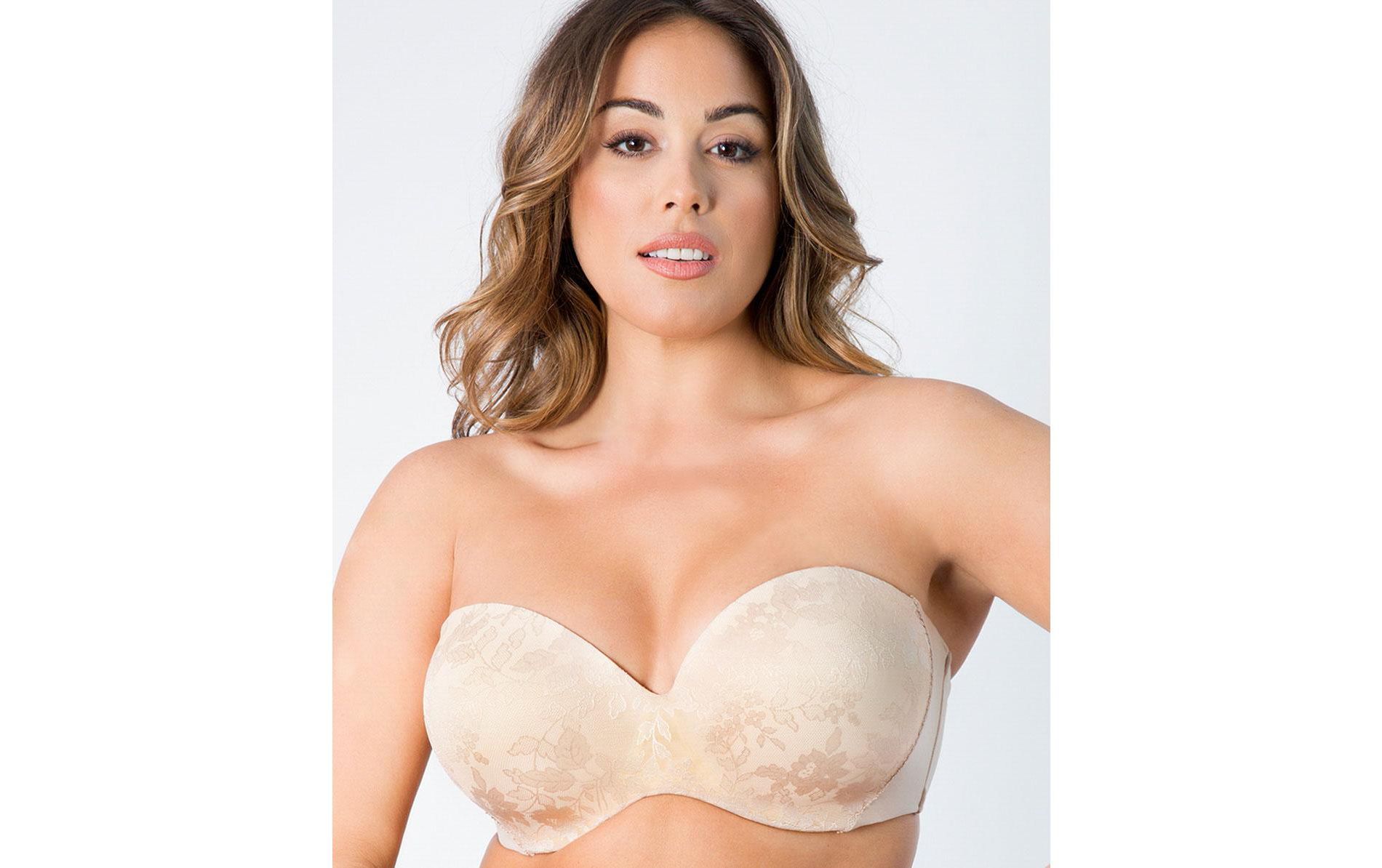 Curvy Couture full figure Strapless Sensation Multi-way Push Up Bra Champagne 36DD