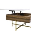 NicBex Round 2-Tier Lift-Top CoffeeTable with Storage & 3 Ottoman, Mid Century Center Tables for Living Room Small Space - 4 of 4