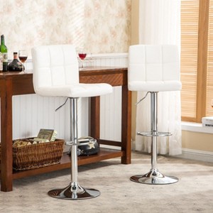CAVINAS Swivel Barstools Set of 2, Height Adjustable Faux Leather Counter Height Bar Stool Chair with Back for Bar, Kitchen, Dining Room - 1 of 4