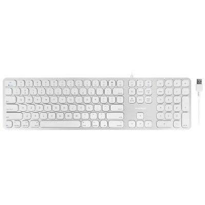 Macally Full Aluminum Wired Keyboard With Number Keypad and 2 Port USB Hub