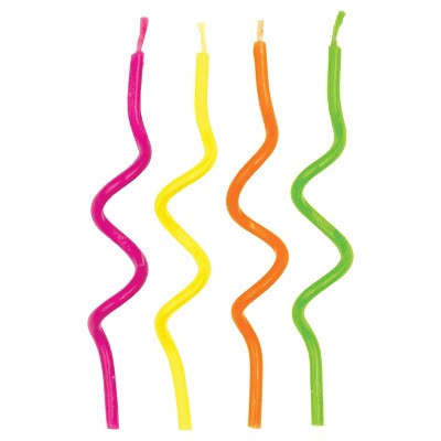 12ct Neon Curly Candles