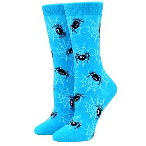 Blue Spider Socks from the Socks Panda from the Sock Panda (Women's Sizes, Adult Medium) - Great for Halloween - 1 of 3
