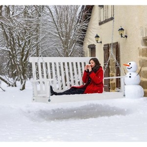 Okak Porch Swing with Chains and Armrests, Hanging Chair with Seat and Backrest, Swing Chair for Backyard, Garden, Patio, White - 1 of 4