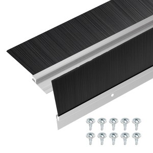 Unique Bargains Aluminum Nylon Door Brush Bottom Sweeps 35.46" x 3.46" Silver 2 Pcs - 1 of 4