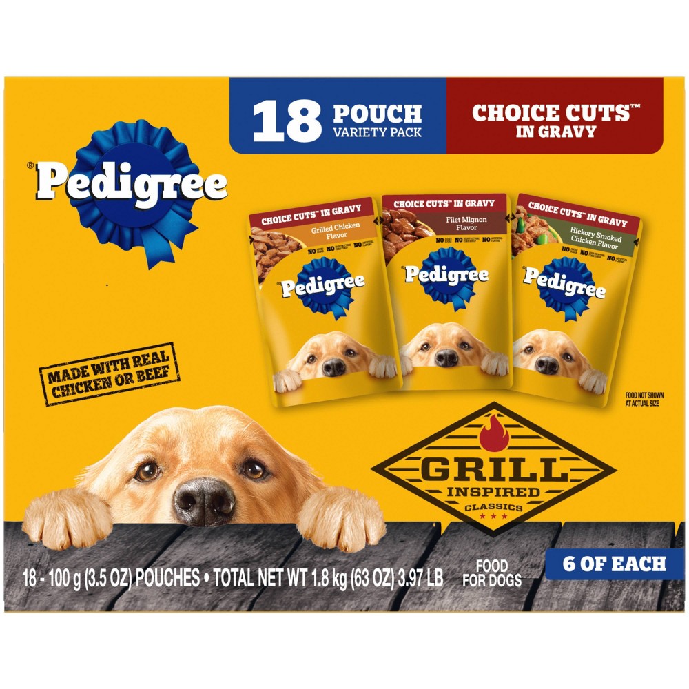 Photos - Dog Food Pedigree Pouch Choice Cuts In Gravy Wet  with Beef Flavour - 3.5oz 
