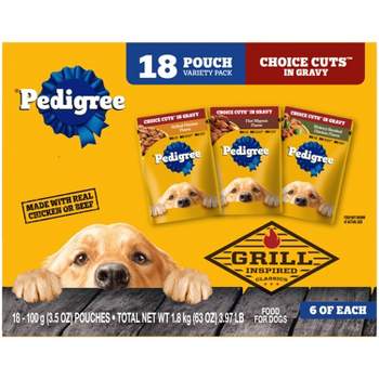 Pedigree Pouch Choice Cuts In Gravy Wet Dog Food - 3.5oz/18ct
