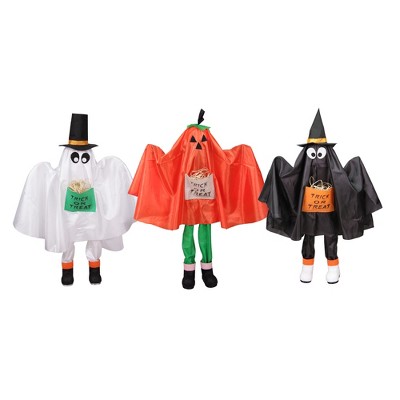 Northlight Set of 3 Ghost, Pumpkin and Bat Standing Halloween Kid Figures 36"