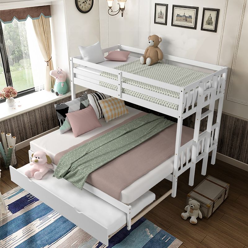 Costway Twin Over Twin Pull-Out Bunk Bed with Trundle Wooden Ladder White\Espresso, 2 of 11