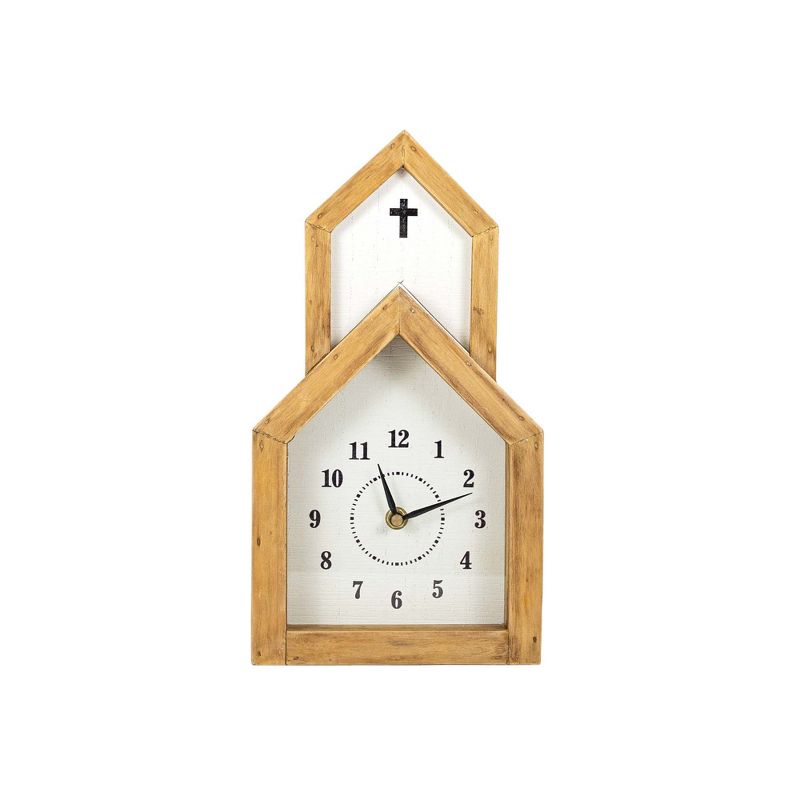 Church Tabletop Clock Wood, MDF & Glass by Foreside Home & Garden, 1 of 10