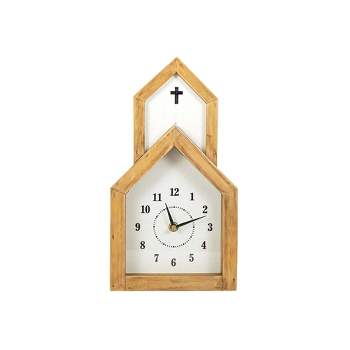 Church Tabletop Clock Wood, MDF & Glass by Foreside Home & Garden