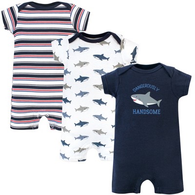 Hudson Baby Cotton Rompers Shark / 0-3 Months