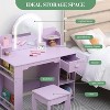 Acekool Kids Vanity Desk Dresser for Girls with Mirror, Stool, Drawer, Storage Shelves & Bookshelf - 4 of 4