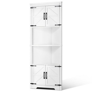 VEVOR 68" Tall Corner Storage Cabinet, 6 Tiers Farmhouse Storage Cabinet with 4 Wooden Doors & Adjustable Shelves,Freestanding Corner Kitchen Cabinet - 1 of 4