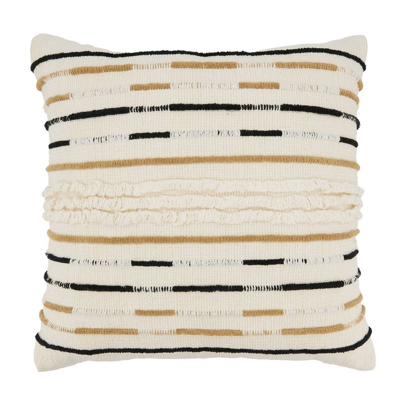 Twisted Cord Throw Pillow Cover Ivory/Brown - Saro Lifestyle, 1 of 5
