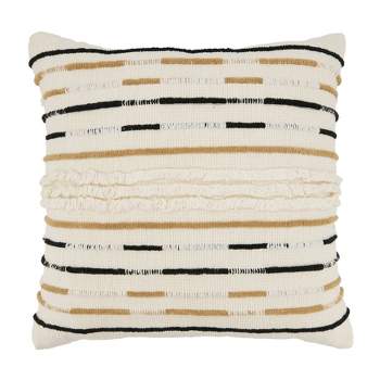 Twisted Cord Throw Pillow Cover Ivory/Brown - Saro Lifestyle