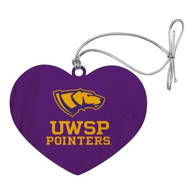 University of Wisconsin-Stevens Point Pointers Logo Heart Love Wood Christmas Tree Holiday Ornament