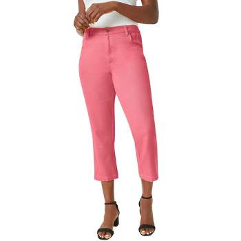 Jessica London Women's Plus Size Comfort Waist Capris - 18, Pink : Target