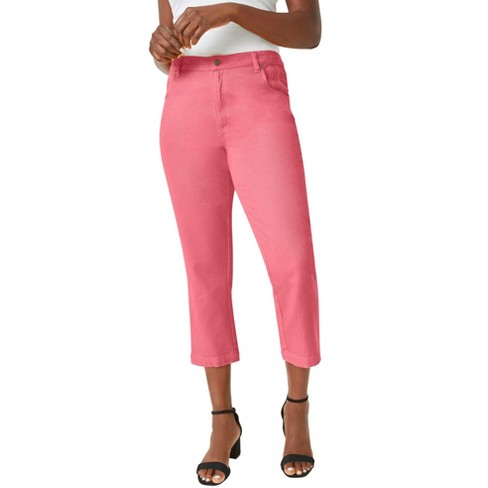 Jessica London Women's Plus Size Classic Cotton Denim Capri - 28, Pink :  Target