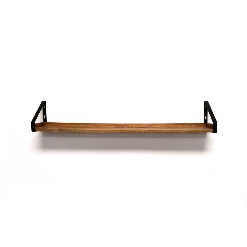 36&#34; Solid Wood Ledge Wall Shelf with Rustic Metal Bracket Mango - InPlace, 4 of 5