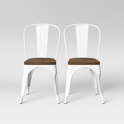 Set of 2 Carlisle High Back Wood Seat Dining Chair Matte White Threshold