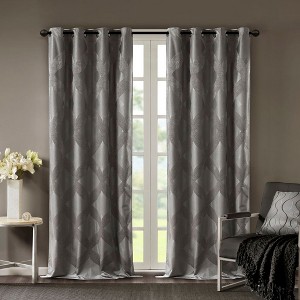 Sapphtopaz Total Blackout Curtains, Ogee Knitted Jacquard Window Curtain Panel, Privacy Assured, Machine Washable for Living Room, Bedroom - 1 of 4