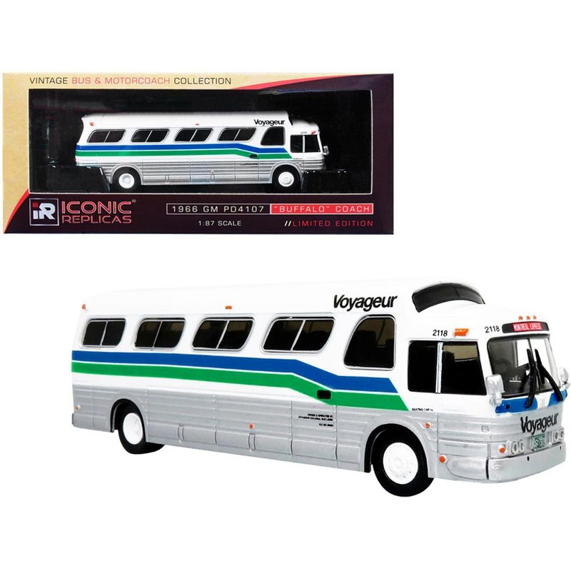 1966 GM PD4107 "Buffalo" Coach Bus "Voyageur Colonial" "Montreal Express" (Quebec, Canada) 1/87 Diecast Model by Iconic Replicas, 1 of 5
