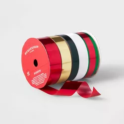 5ct Flat Ribbon Green/Red/Gold 40ft - Wondershop™