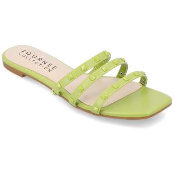 Journee Collection Womens Camarie Slip On Slide Multi Strap Sandals