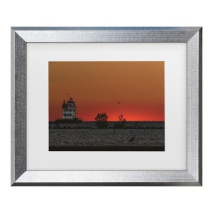 Trademark Fine Art - Kurt Shaffer Lake Erie's Lorain lighthouse at sunset Matted Framed Art - 1 of 4