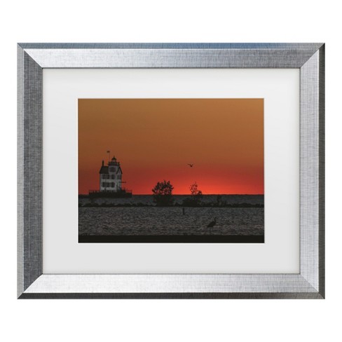 Trademark Fine Art - Kurt Shaffer Lake Erie's Lorain lighthouse at sunset Matted Framed Art - image 1 of 4