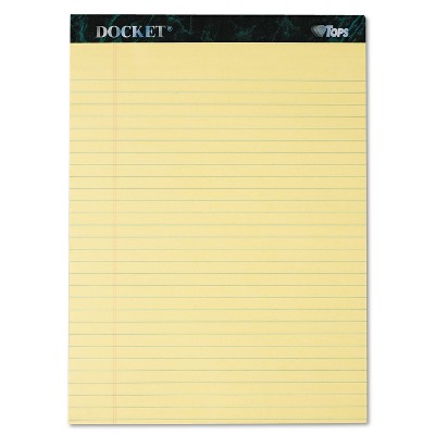 TOPS Docket Ruled Perforated Pads 8 1/2 x 11 3/4 Canary 50 Sheets Dozen 63400