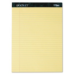TOPS Docket Ruled Perforated Pads 8 1/2 x 11 3/4 Canary 50 Sheets Dozen 63400 - 1 of 4