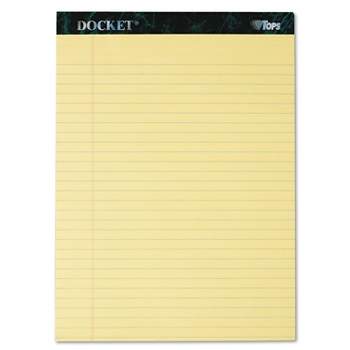 TOPS Docket Ruled Perforated Pads 8 1/2 x 11 3/4 Canary 50 Sheets Dozen 63400