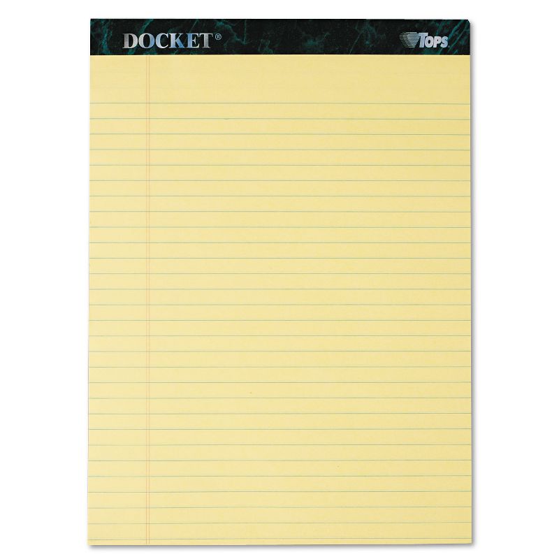 TOPS Docket Ruled Perforated Pads 8 1/2 x 11 3/4 Canary 50 Sheets Dozen 63400, 1 of 8
