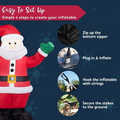 6-Foot Bright White LED Inflatable Santa with Gift Bag