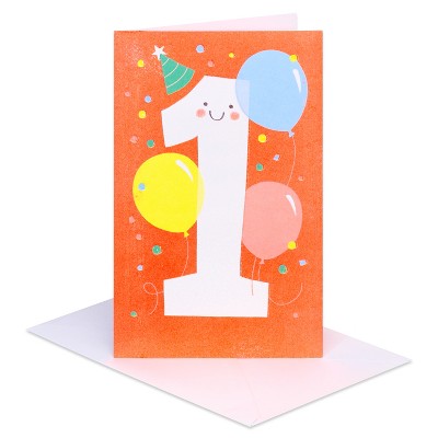 Carlton Cards 1st Birthday Card for Baby Celebration Balloons