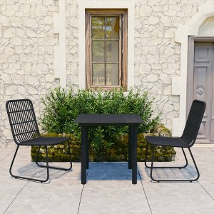 vidaXL 3 Piece Patio Dining Set Poly Rattan and Glass - 1 of 4