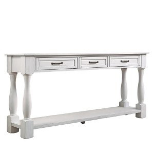 Ridstar 63 in. W White Console Tables with 3 Drawers & 1 Bottom Shelf - 1 of 4