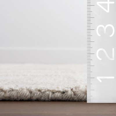 Beige Geometric Tufted Wool 5x8 Area Rug