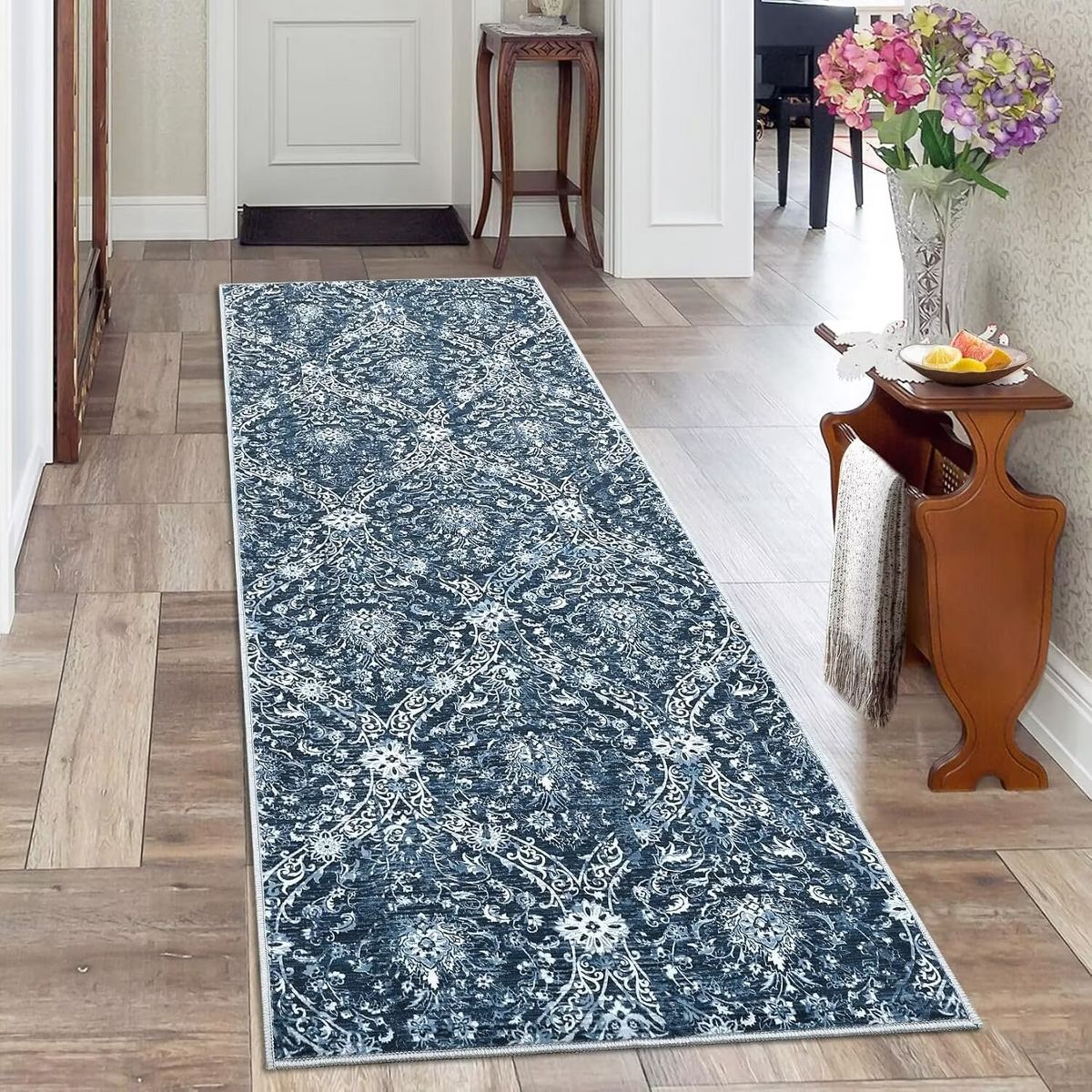 Vintage Medallion Area Rugs Washable Stain Resistant Non-Shedding Floor Cover - thumbnail 8