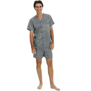 ADR Mens Satin Pajamas, Short V-Neck Pj Set - 1 of 3