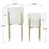 Storied Home Modern Boho Embossed Metal Planters with Stands, Set of 2 Sizes - 3 of 4