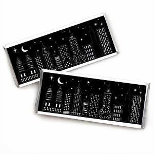 Big Dot of Happiness Nighttime City Skyline - Candy Bar Wrapper New York Party Favors - Set of 24 - 1 of 4