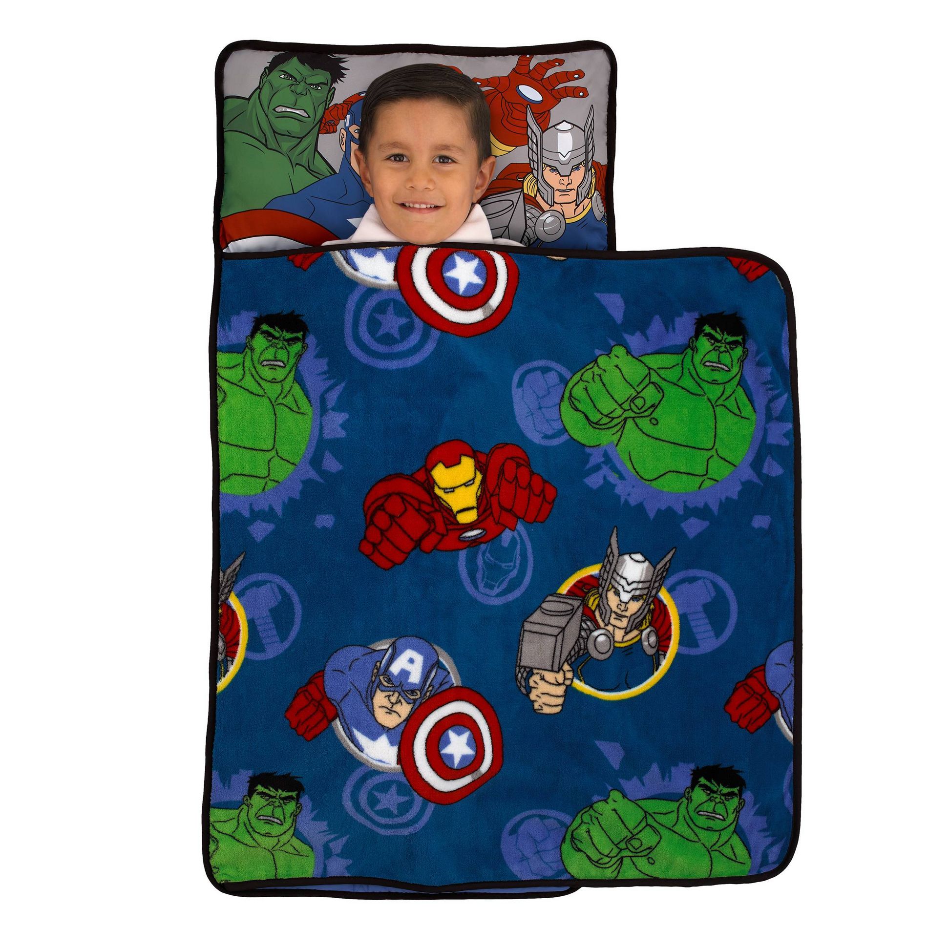 Avengers Kids' Fight the Foes Preschool Toddler Nap Mat: Marvel Kids Sleep Mat, Iron Man, Hulk, Thor, Captain America, 46"x35.5"