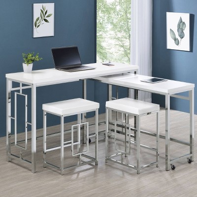 Modern Chrome and White 4-Piece Counter Height Dining Set