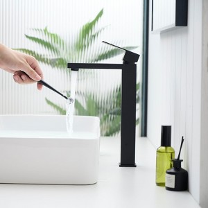 Kumasinova Waterfall Vanity Faucet,Single Handle 1-Hole Deck Mount Bathroom Sink Faucet with Pop-Up Drain,Easy Clean Geometric Design - 1 of 4