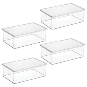 iDesign Stackable Hinged-Lid Pantry Storage Box - Set of 4 - Clear - 1 of 4
