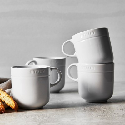 Staub White Ceramic 16 oz Mug Set, 4-Piece