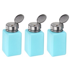 Unique Bargains Plastic Makeup Remover Nail Polish Push Down Alcohol Dispenser Bottles 3 Pcs 6oz Blue - 1 of 4
