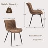 Upholstered Dining Chairs Set of 2, Mid Century Modern Armless Kitchen Chair with Faux Leather & Back & Metal Legs - image 2 of 4